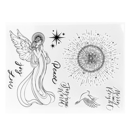 Arbuya Christmas Angel Clear Stamps for Christmas Card Making or Journals Christmas Sentiment Sparckle Light Transparent Silicone Stamps for Scrapbooking Art Journals Album Paper Crafts Decoration