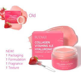 SUDAJI Collagen Lip Mask, Hydrating Lip Balm, Overnight Lip Moisture with Hyaluronic Acid & Vitamins E, A- Sleeping Nourishing Lip Butter Balm for Dry Lips