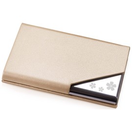 Xsimant Business Card Holder, No Broken Corners, Business Card Case, Cherry Blossom Heart, Pure Color, Magnetic, 1 Second Open, Women's, Men's, Business, gold