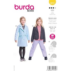 Burda Kids Girls' Sewing Pattern Jacket & Coat with Blazer Collar Sizes 110-140 cm