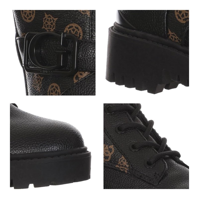 GUESS Women's ORANA Combat Boot, Black/Brown, 8
