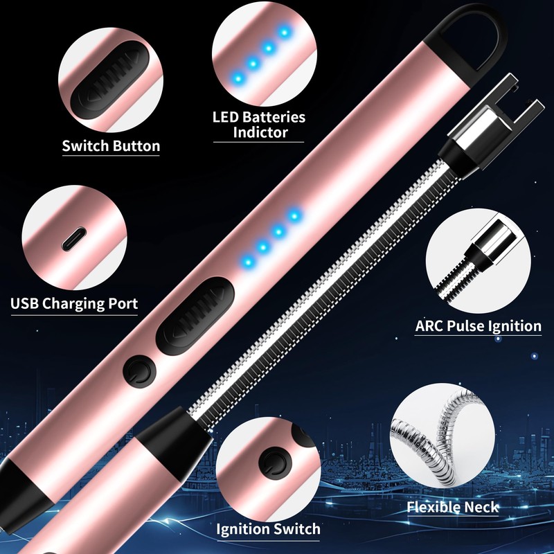 NorOasis 2-Pack Rechargeable Electric Candle Lighters, Flameless Windproof Long Lighter