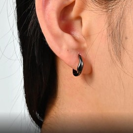 PHNIBIRD Creole Earrings Black Twisted Men's Earrings Women's Irregular Shaped Earring Diameter 16 mm Unisex Men's Jewellery