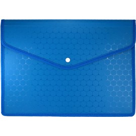 MPM Folder for Documents Document Wallet with Press Stud and Small Pocket for Document Storage, Blue Larger Then, A4