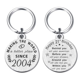 ABNTY 21st Birthday Gifts for Women Men, 21 Year Old Birthday Keychain, Born in 2004 Gifts, 2004 Decorations