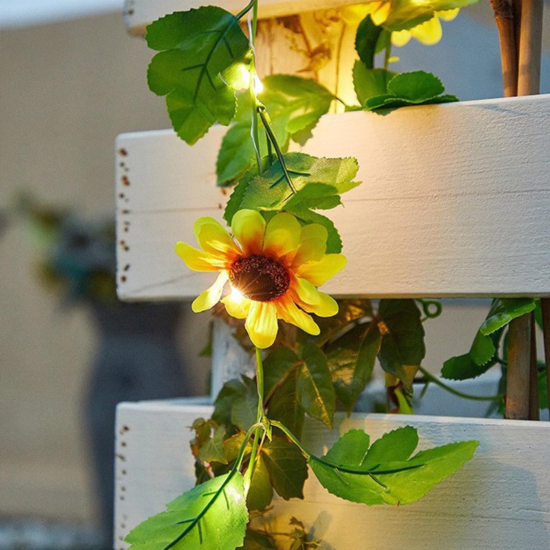 Sothuba Solar Sunflower String Lights Outdoor Waterproof, 16FT 50LED Artificial