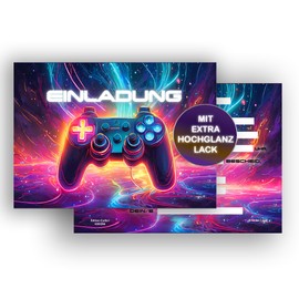 Edition Colibri 10 Invitation Cards Children's Birthday Gaming, Gamer Party Invitation, Video Games, Gamer Game Evening, Invitation for Birthday