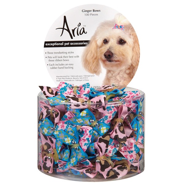 Aria Ginger Bows for Dogs, 100-Piece Canisters