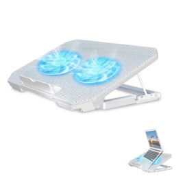 Laptop Cooling Pad with 2 Fans,About 1400 RPM Laptop Cooling Mat,Ultra-Quiet Dual Fan Cooling System with Adjustable Height,Prevents Overheating for Smooth Performance and Long-Term Use