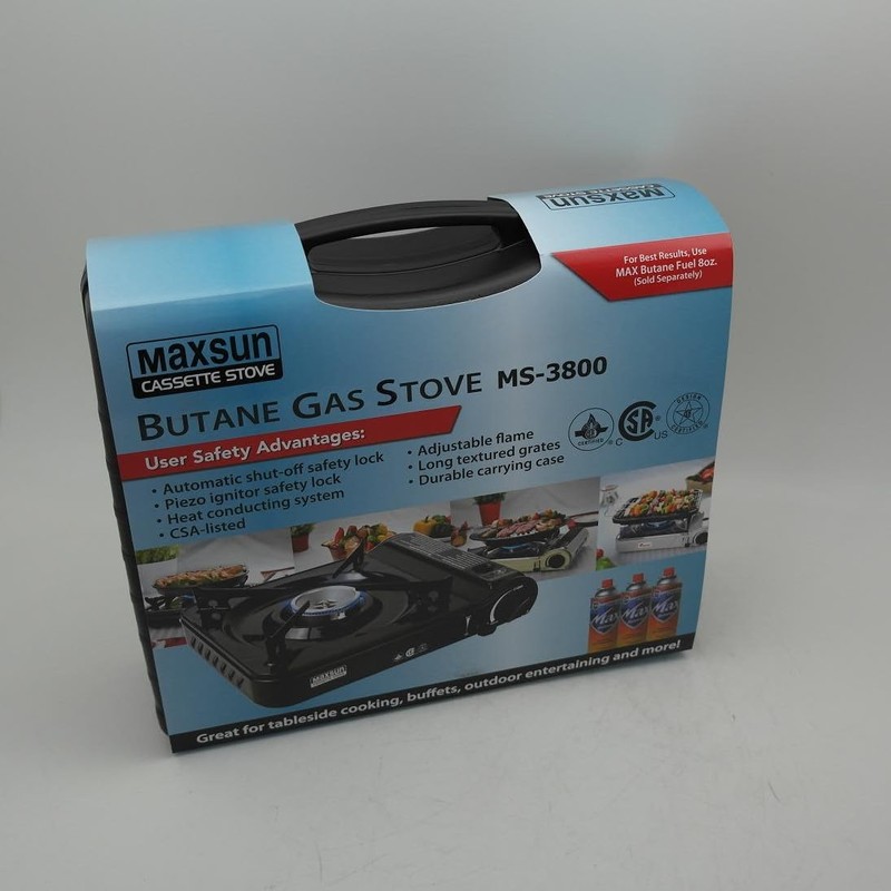 Maxsun Portable Gas Stove MS3800 (Black), 9,560BTU High Power, Camp