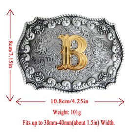 Mens Belt Buckles English Letter 3D Western Cowboy Alphabet Initial Belt Buckles for Men, b