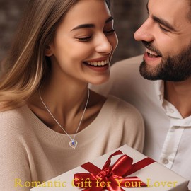 TOUPOP Sapphire September Birthstone Necklace Rose Heart Pendant Necklace 925 Sterling Silver Heart Butterfly Jewelry Anniversary Birthday Christmas Gifts for Women Her Girlfriend Wife