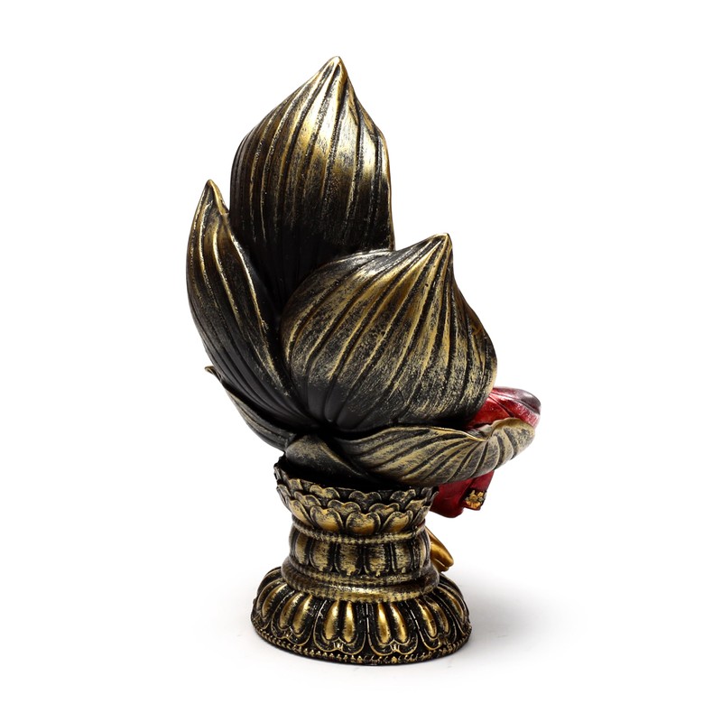 Puckator Buddha Thailandese Seduto - Oro e Rosso - Fiore