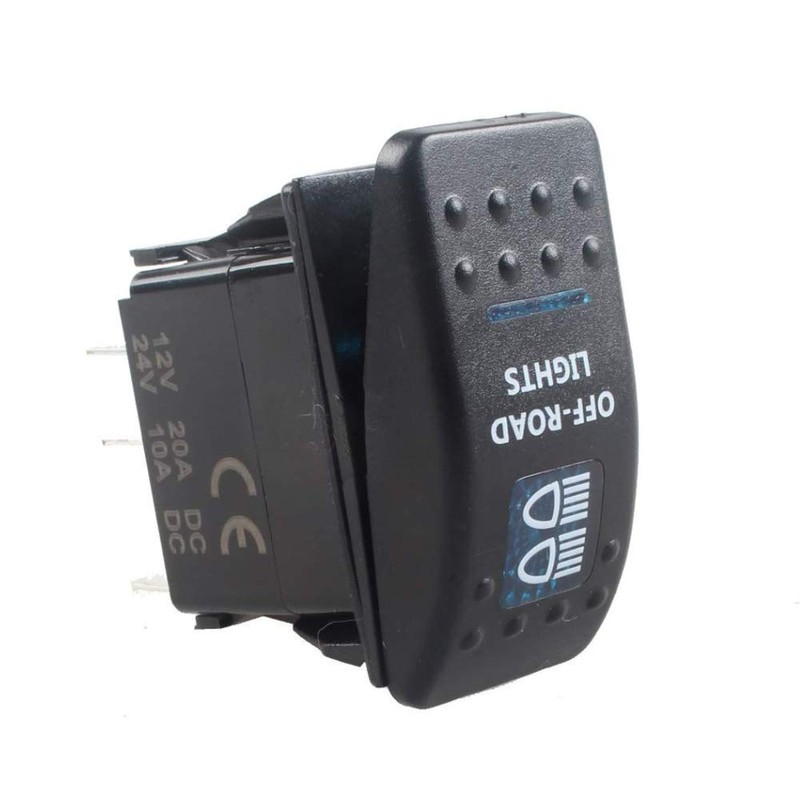 E Support™ 12V 20A Bar Rocker Toggle Switch Blue LED