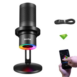 Godox EM68X RGB USB Condenser Microphone, Bidirectional, Stereo, Omnidirectional, Adjustable, E-sports, Cardioid, Podcasting, Recording, Streaming, Gaming