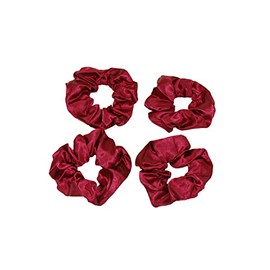 GIZZY® Ladies, Girls Set of 4 Burgundy Red Satin Elasticated Hair Scrunchies.