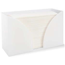 SimplyImagine Paper Towel Dispenser Countertop - White Acrylic Bathroom Guest Towel Holder & Napkin Organizer - Fits C-Fold, Z-Fold & Multifold Hand Towels - 10.75" x 6.5" x 4"
