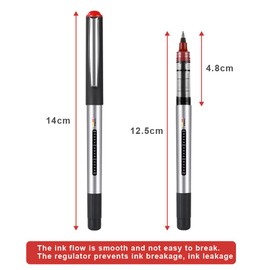 OFFCUP Liquid Ink Rollerball Pen, 10 Pieces Gel Pens Red, 0.5 mm Rollerball Pen, Stainless Steel Cone Tip, Rollerball Pen Set for Writing, Journaling, Notebook, Office Supplies for School and Business