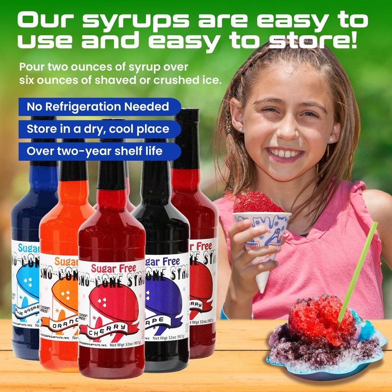 Sugar-Free-Sno-Cone Syrup 32oz Six pack- (Choose Your Own)
