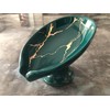 Alagoal Ceramic Soap Dish Elegant Marble Grain, Leaf Design, Self-Draining,Quick-Drying
