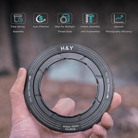 H&Y Step Up Rings for Filters Adapter Variable Step Up Ring Lens Filter Adapter Rings Stepping Up Ring 52-72mm to 77mm Dark Grey