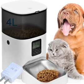 4L Cat Food Dispenser with 10s Voice Recorder, Pet Feeder up to 8 Meals per Day, Automatic Cat Feeder Timed with Dry Food Sealed Ring