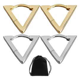 2 Pairs Of Earrings And 1 Storage Bag, Geometric Earrings, 925 Hoop Earrings, Gold Earrings, Women's Gold Earrings, Gold Hoop Earrings (Silver White, Golden Yellow)