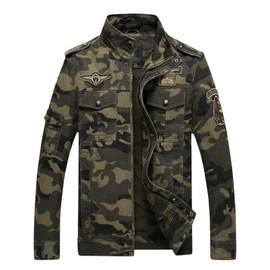 Springrain Men's Casual Military Jackets Camouflage Cotton Army Jacket Outwear(ArmyGreen, XS)