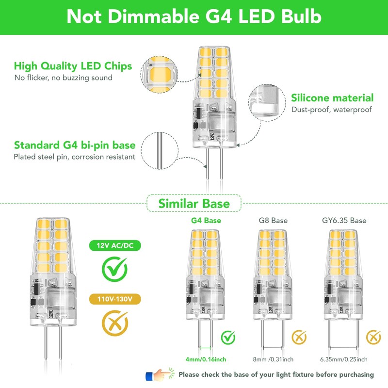 BUBO 40 Pack G4 LED Bulb 2W Equivalent 30W 3000K