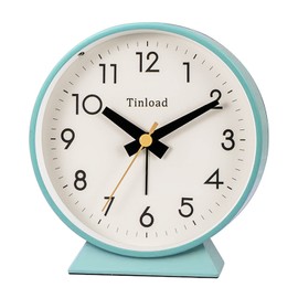 Tinload 4.5" Battery Operated Antique Retro Analog Alarm Clock, Small Silent Bedside Desk Clock with Night Light, Battery Operated, Snooze, for Living Room, Bedroom, Bedside, Desk(Green)