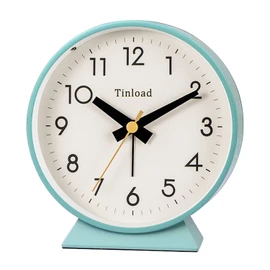 Tinload 4.5" Battery Operated Antique Retro Analog Alarm Clock, Small Silent Bedside Desk Clock with Night Light, Battery Operated, Snooze, for Living Room, Bedroom, Bedside, Desk(Green)