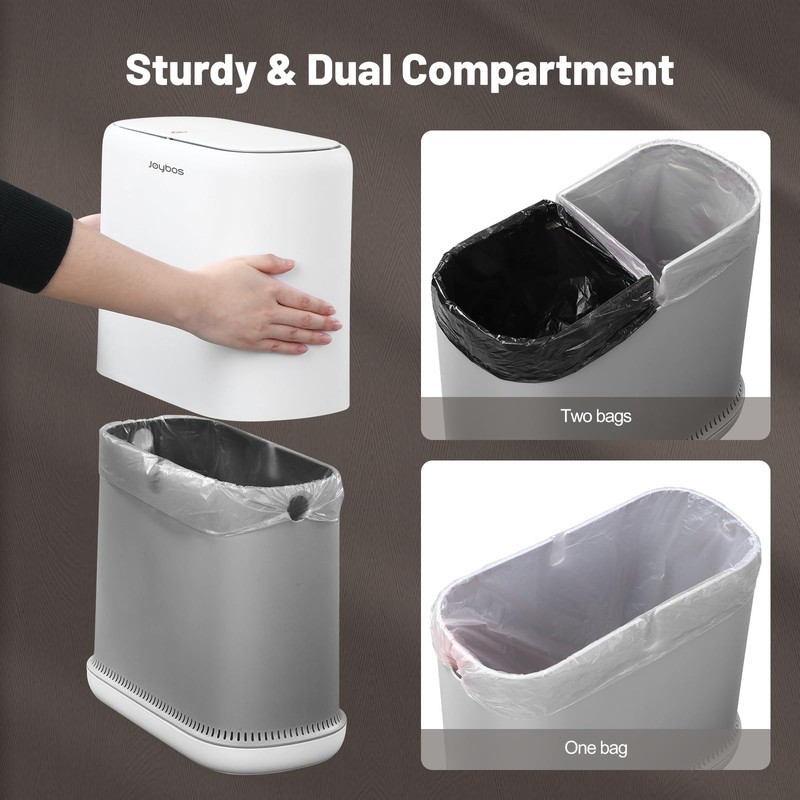 MOPALL Bathroom Trash Can, Vacuum Adsorption 3.3 Gallon Slim Garbage