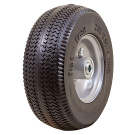 Marathon 00026 Flat Free 2.80/2.50-4 Tire and Wheel Assembly, 3” Centered Hub, 1/2” Ball Bearings, Replacement Tire for Casters, Utility Carts and Other Equipment, Easy Install Assembly