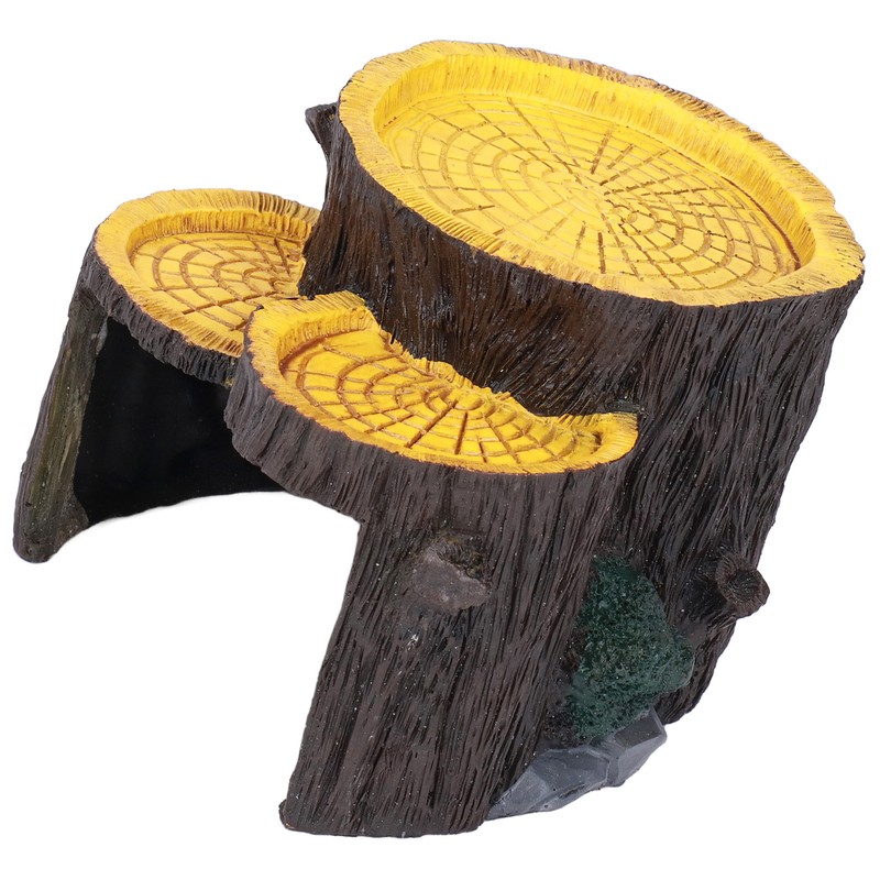 Resin Mini Stump Shape Hiding Hole Wooden Cave Artificial Aquarium