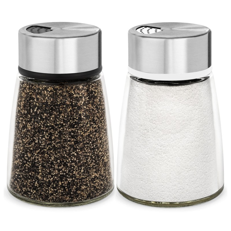 Salt and Pepper Shakers Set with Adjustable Pour Holes -