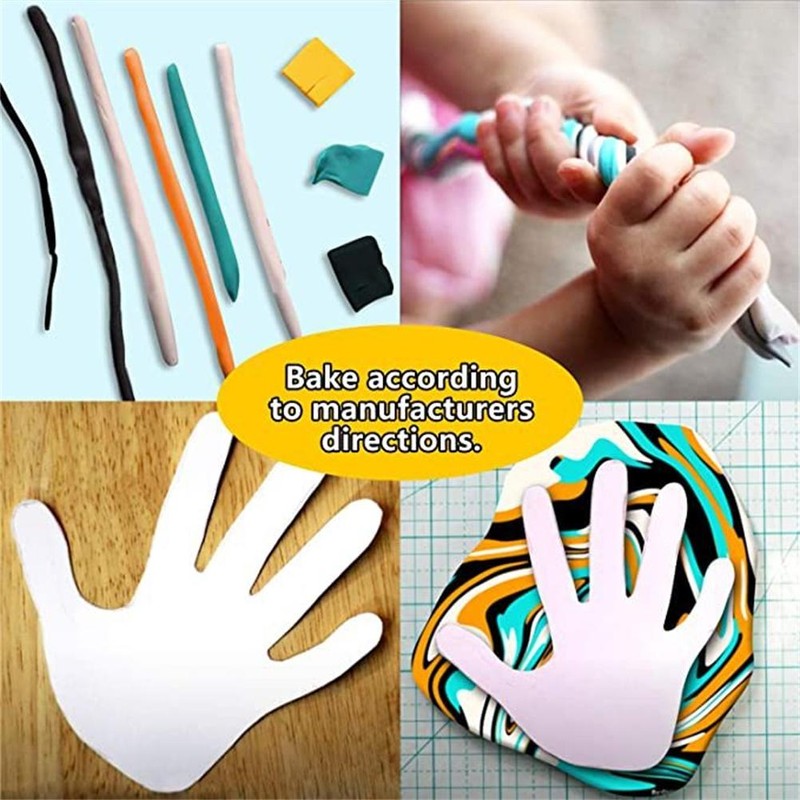 42pcs/set DIY Clay Handprint Bowls Kit Clay Jewelry Bowls Marbled