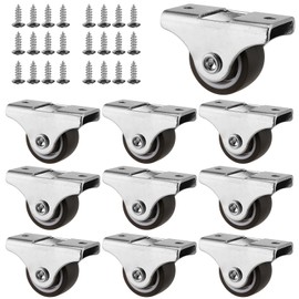 SEUNMUK 10 Pack 25mm Heavy Duty Caster Wheels, 1 Inch Silent Small Castor Wheels, Furniture Wheels Rubber Trolley Wheels for Moving All Kinds of Small Furniture, Maximum Weight Per Unit 15Kg