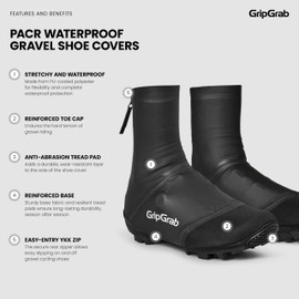 GripGrab PACR Waterproof Gravel Shoe Covers for Rain MTB CX Mountain Bike Overshoes Tight Fitting Windproof Aero Gaiters