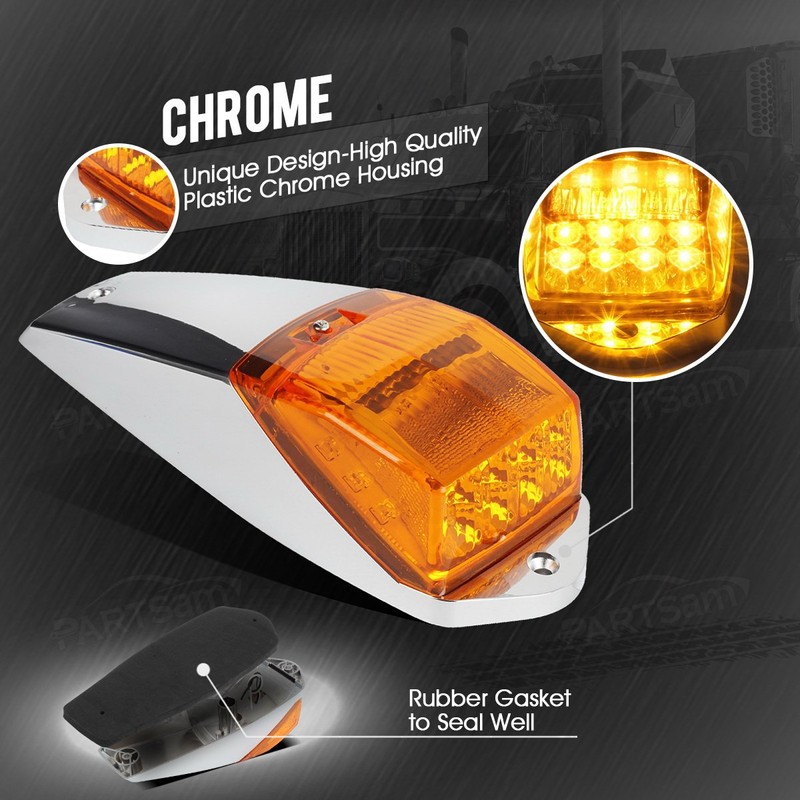 Partsam 5PCS Truck Cab Marker Light 17 LED Amber Top