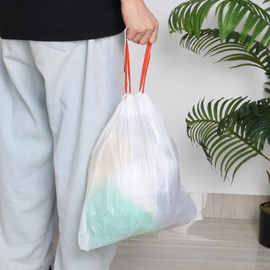 Ggbin Small White Drawstring Garbage Bags, 2.6 Gallon Trash Bin Bags, 2 Rolls / 120 Counts