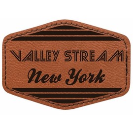 Valley Stream New York City Retro Souvenir 2x3 Hexagonal Iron-on Leatherette Patch with Adhesive 4-Pack
