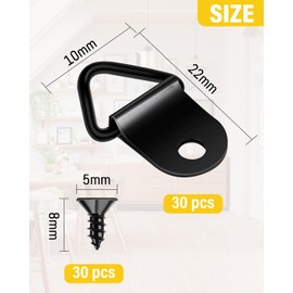 Caianwin Pack of 30 Picture Hooks for Nailing, Hanger for Pictures, Triangular Photo Frame Hooks for Home, School, Office (Black)