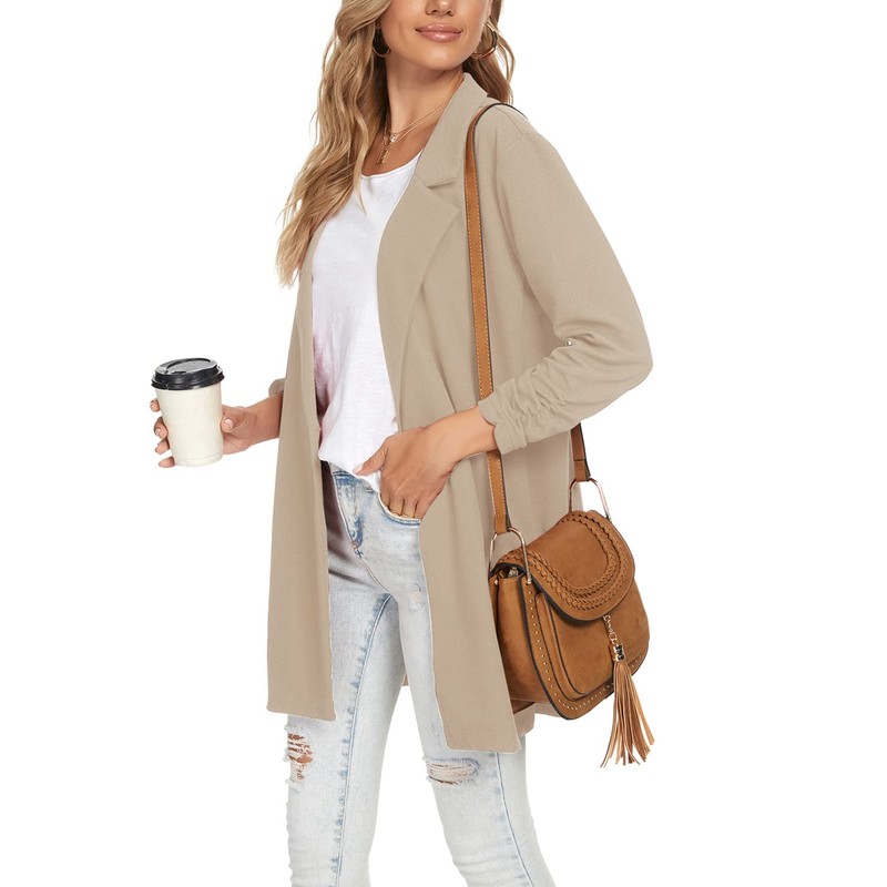 LADI TREND Women Lapel Suit Jacket Casual Long Sleeve Blazer