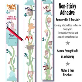 Growth Height Chart Kids Room Décor Reusable Decal (Bean Stalk)