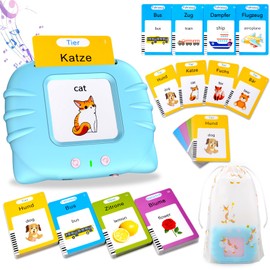 Talking Flash Cards, Standard German 112 Sheets, 224 Words, Talking Flash Cards, Educational Toy for Toddlers 2-4 Years Old, Interactive Toy for Boys Girls (Blue)