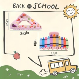 2 PCS Pencil & Ruler Claw Clips for Back to School，Pink Teacher Hair Clips