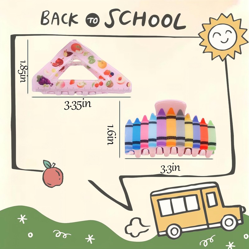 2 PCS Pencil & Ruler Claw Clips for Back to
