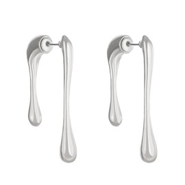 Teardrop Earrings for Women 18 K Gold Silver Tear Water Drop Piercing Statement Jewelry Quirky Simple Grunge Chandelier Trendy Girl Funny Earrings (Teardrop Silver)