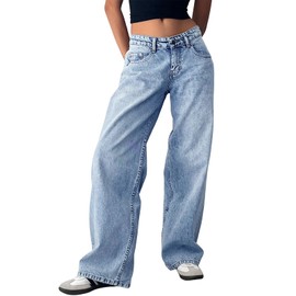 Trendy Queen Womens Baggy Jeans Wide Leg Denim Pants Boyfriend Loose Streetwear Trousers Fall Fashion y2k Outfits 2025 LightBlue 14