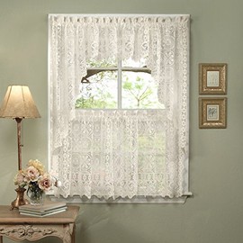 Sweet Home Collection 5 Pc Kitchen Curtain Set, Swag Pair, Valance, Choice of 24" or 36" Tier Pair